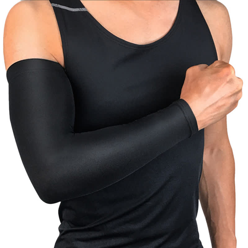 Solid Color Breathable Sports Arm Sleeves(2 Pairs) - Black - XXL - image 8