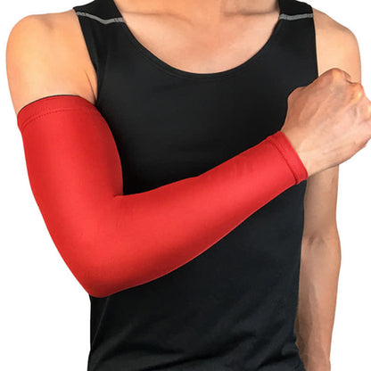 Solid Color Breathable Sports Arm Sleeves(2 Pairs) - Red - XXL - image 4