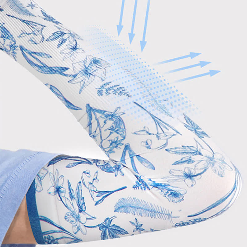 Floral Print Outdoor Sun Protection Arm Sleeves(3 Pairs) - image 4