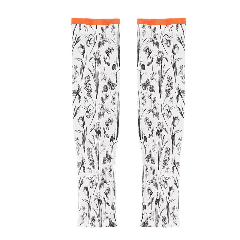 Floral Print Outdoor Sun Protection Arm Sleeves(3 Pairs) - B - image 5