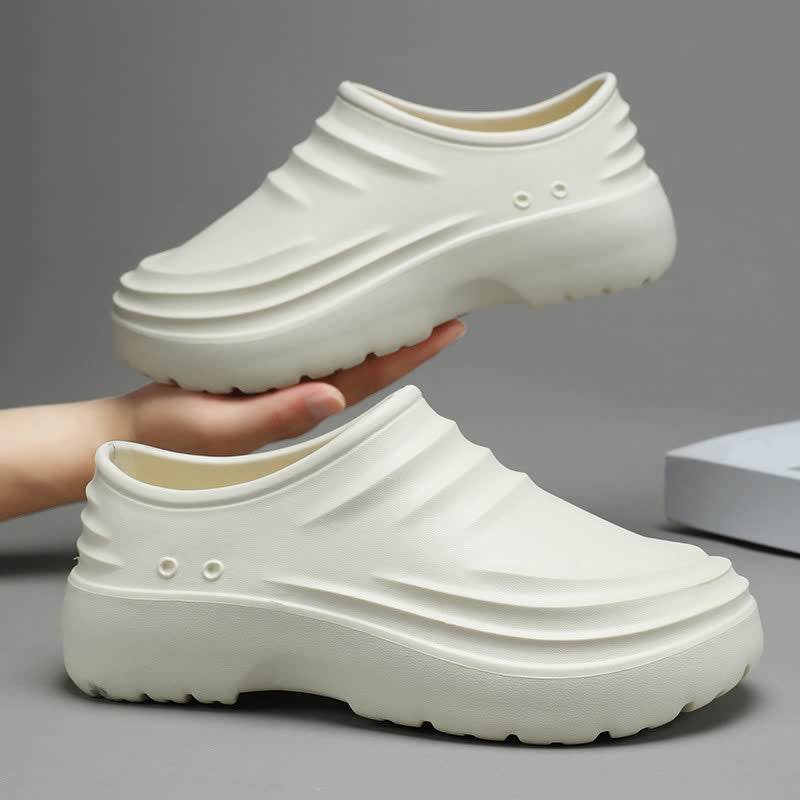 Solid Color Waterproof Non-slip Soft Sole Kitchen Shoes - Beige - EU44/45(US10/11) - image 17