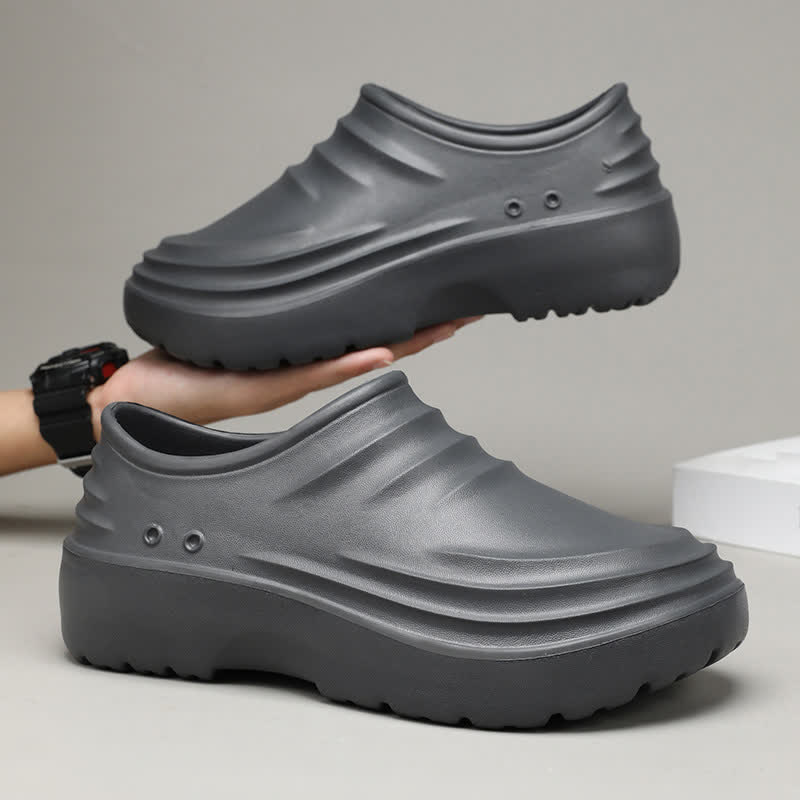 Solid Color Waterproof Non-slip Soft Sole Kitchen Shoes - Grey - EU44/45(US10/11) - image 13