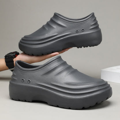Solid Color Waterproof Non-slip Soft Sole Kitchen Shoes - Grey - EU44/45(US10/11) - image 13