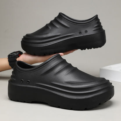 Solid Color Waterproof Non-slip Soft Sole Kitchen Shoes - Black - EU44/45(US10/11) - image 27