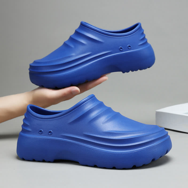 Solid Color Waterproof Non-slip Soft Sole Kitchen Shoes - Blue - EU44/45(US10/11) - image 6