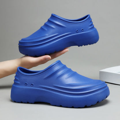 Solid Color Waterproof Non-slip Soft Sole Kitchen Shoes - Blue - EU44/45(US10/11) - image 6