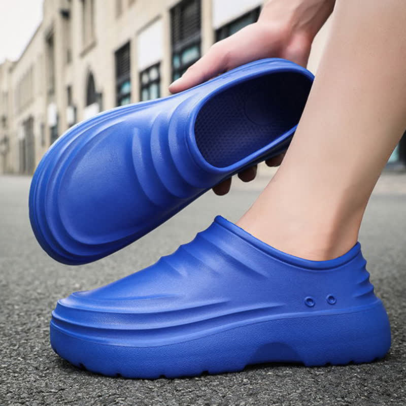 Solid Color Waterproof Non-slip Soft Sole Kitchen Shoes - image 4