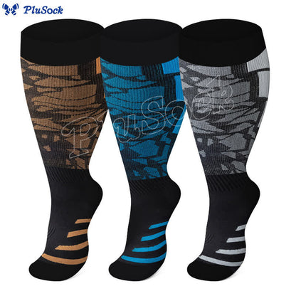 Plus Size Graphic Fitness Compression Socks(3 Pairs) - image 0
