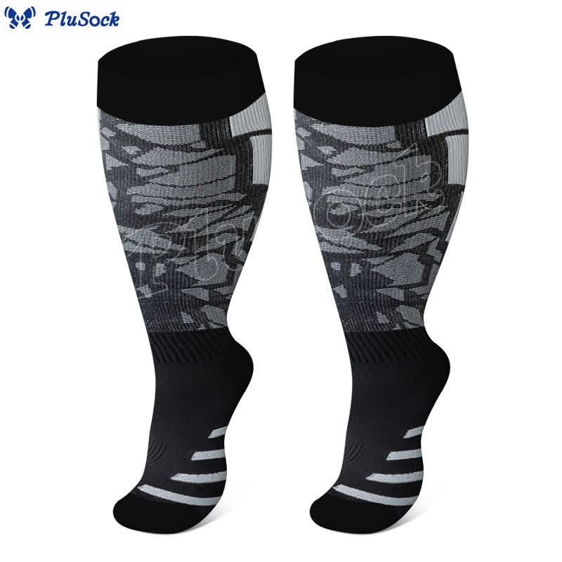 Plus Size Graphic Fitness Compression Socks(3 Pairs) - image 3