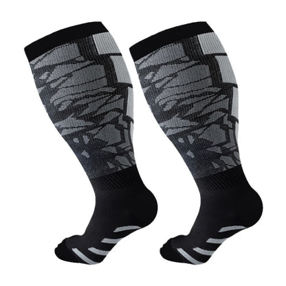 Plus Size Graphic Fitness Compression Socks(3 Pairs) - Grey - 4XL - image 7