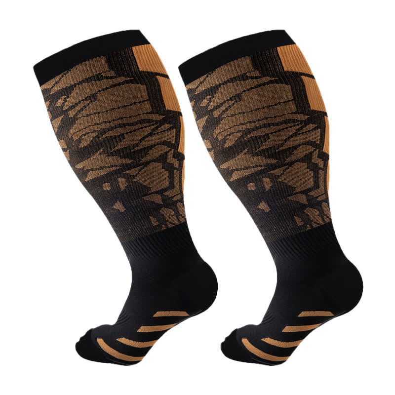 Plus Size Graphic Fitness Compression Socks(3 Pairs) - Orange - 4XL - image 5