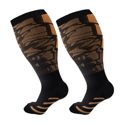 Plus Size Graphic Fitness Compression Socks(3 Pairs) - Orange - 4XL - image 5