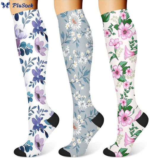 Luxurious Flower Compression Socks(3 Pairs)