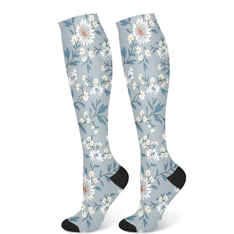 Luxurious Flower Compression Socks(3 Pairs) - Blue(1 Pair) - S/M - image 7