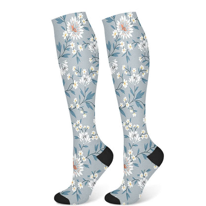 Luxurious Flower Compression Socks(3 Pairs) - Blue(1 Pair) - S/M - image 7
