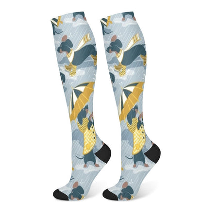 Dog Print Compression Socks(3 Pairs) - Blue(1 Pair) - S/M - image 8