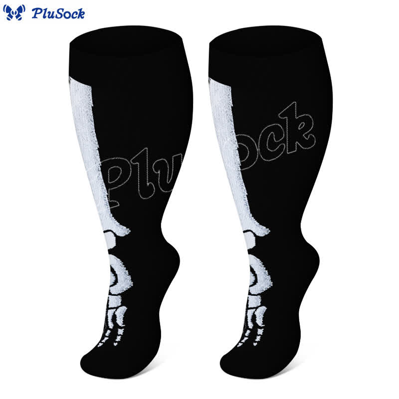 Plus Size Skull Print Compression Socks(3 Pairs) - image 3