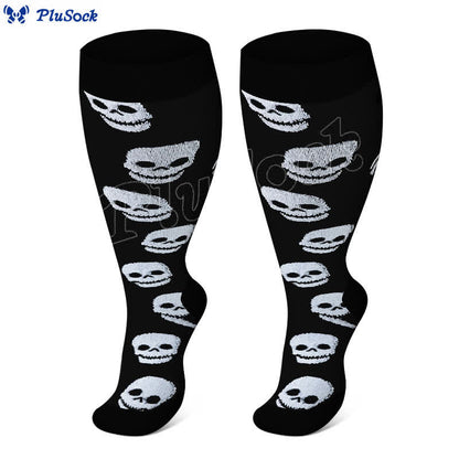 Plus Size Skull Print Compression Socks(3 Pairs) - image 5