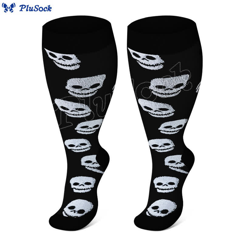 Plus Size Skull Print Compression Socks(3 Pairs) - image 4