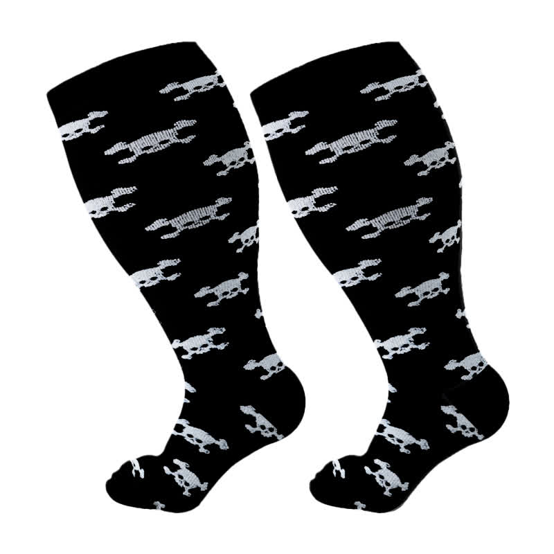 Plus Size Skull Print Compression Socks(3 Pairs) - B - 4XL - image 7