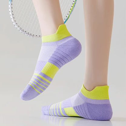 Striped Sweat-wicking Cotton Sports Ankle Compression Socks(6 Pairs)