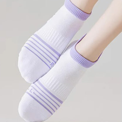 Striped Sweat-wicking Cotton Sports Ankle Compression Socks(6 Pairs)