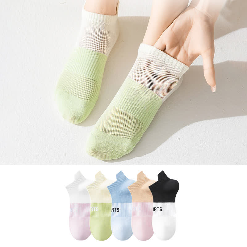Letter Thin Breathable Sports Ankle Compression Socks(5 Pairs) - image 0