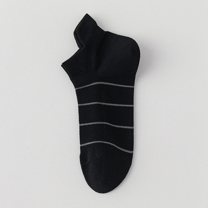 Striped Cotton Mesh Breathable  Ankle Compression Socks(5 Pairs) - Black - EU39-44(US6-10) - image 10