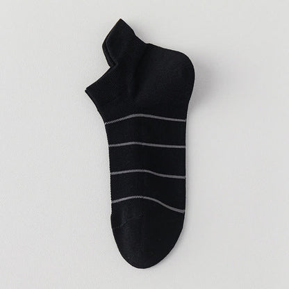 Striped Cotton Mesh Breathable  Ankle Compression Socks(5 Pairs) - Black - EU39-44(US6-10) - image 10