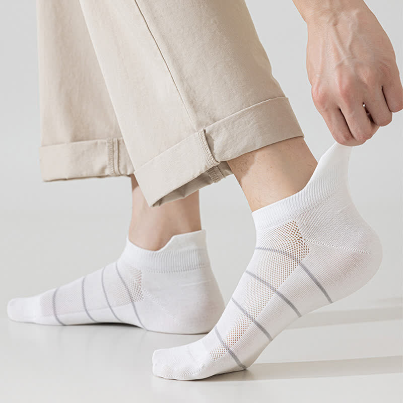 Striped Cotton Mesh Breathable  Ankle Compression Socks(5 Pairs)