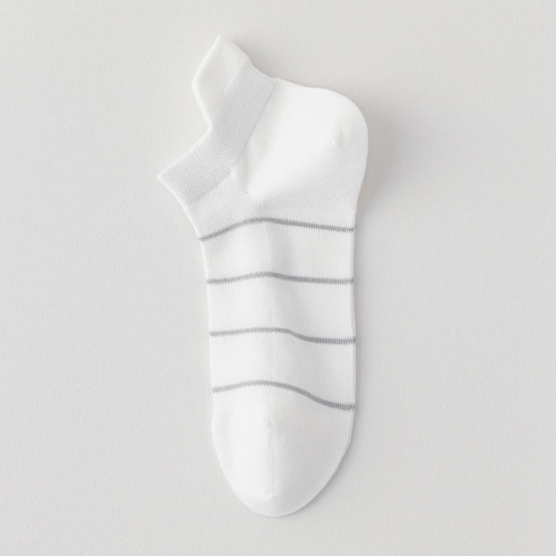 Striped Cotton Mesh Breathable  Ankle Compression Socks(5 Pairs) - White - EU39-44(US6-10) - image 7