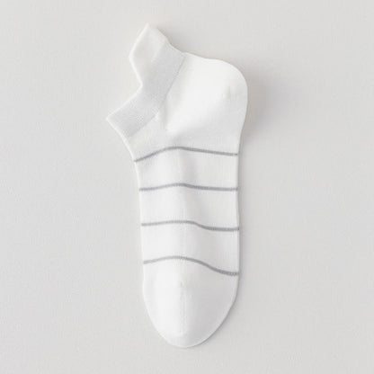 Striped Cotton Mesh Breathable  Ankle Compression Socks(5 Pairs) - White - EU39-44(US6-10) - image 7