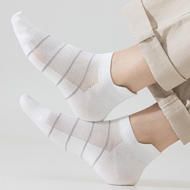 Striped Cotton Mesh Breathable  Ankle Compression Socks(5 Pairs)