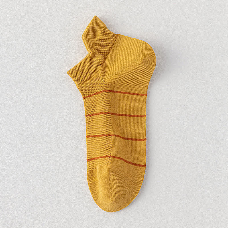 Striped Cotton Mesh Breathable  Ankle Compression Socks(5 Pairs) - Yellow - EU39-44(US6-10) - image 8