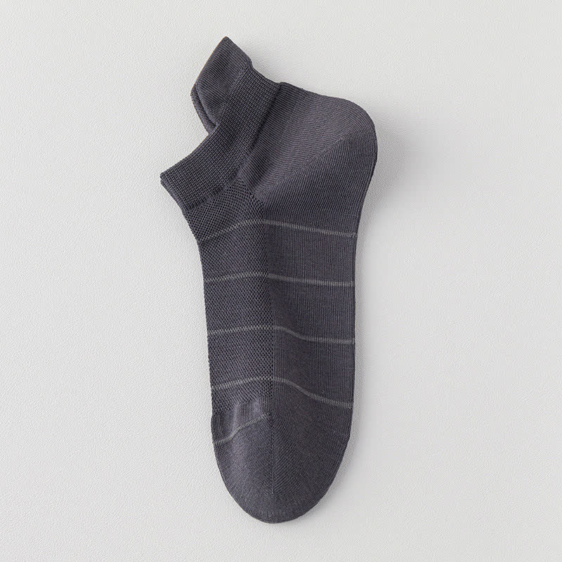 Striped Cotton Mesh Breathable  Ankle Compression Socks(5 Pairs) - Grey - EU39-44(US6-10) - image 9