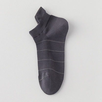 Striped Cotton Mesh Breathable  Ankle Compression Socks(5 Pairs) - Grey - EU39-44(US6-10) - image 9