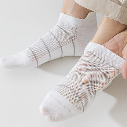 Striped Cotton Mesh Breathable  Ankle Compression Socks(5 Pairs) - image 6