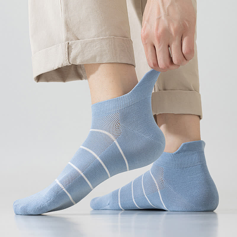 Striped Cotton Mesh Breathable  Ankle Compression Socks(5 Pairs)