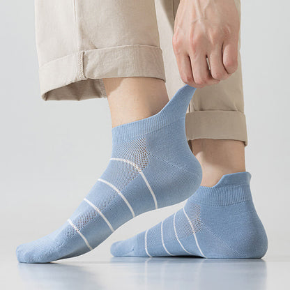 Striped Cotton Mesh Breathable  Ankle Compression Socks(5 Pairs)