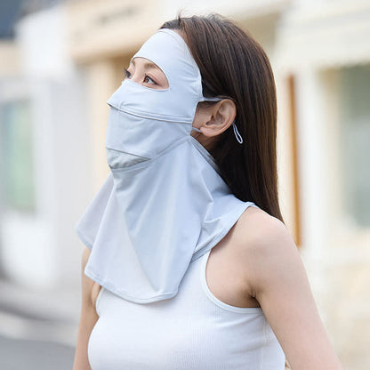 Outdoor Full Face Sun Protection Mask - Light Gray - One Size - image 0
