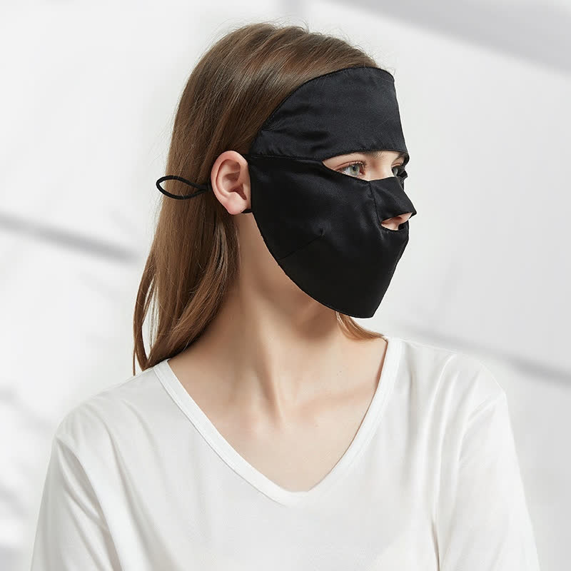 Natural Silk Sun Protection Mask - Black - One Size - image 6