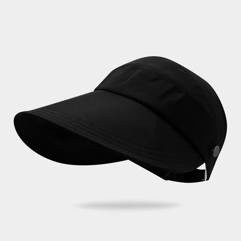 Half Open Top Sun Protection Visor Hat - Black - One Size - image 11