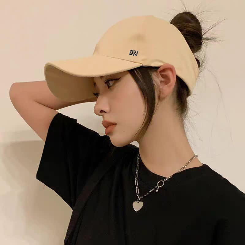 Ponytail Hole Sun Protection Baseball Cap - Khaki - One Size - image 8