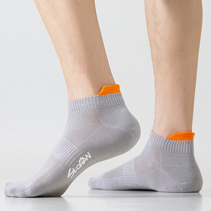 Color Block Letter Print Cotton Ankle Socks(5 Pairs)