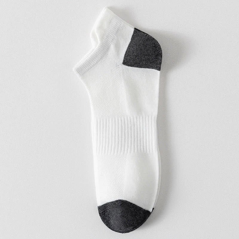 Color Block Breathable Sport Ankle Socks(6 Pairs) - White - EU43-50(US9-15) - image 10