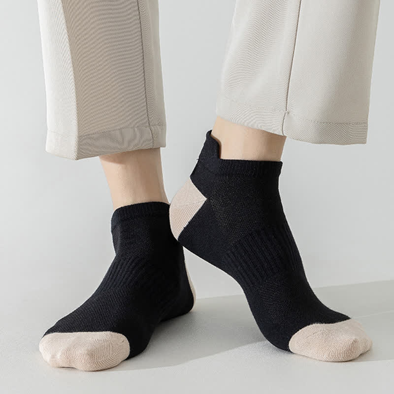 Color Block Breathable Sport Ankle Socks(6 Pairs) - image 4