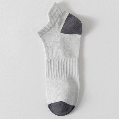 Color Block Breathable Sport Ankle Socks(6 Pairs) - Grey - EU43-50(US9-15) - image 14