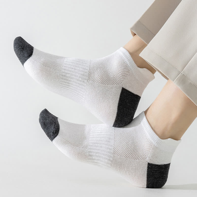 Color Block Breathable Sport Ankle Socks(6 Pairs) - image 8