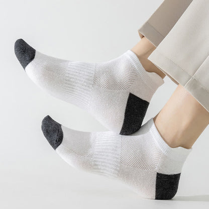 Color Block Breathable Sport Ankle Socks(6 Pairs) - image 8