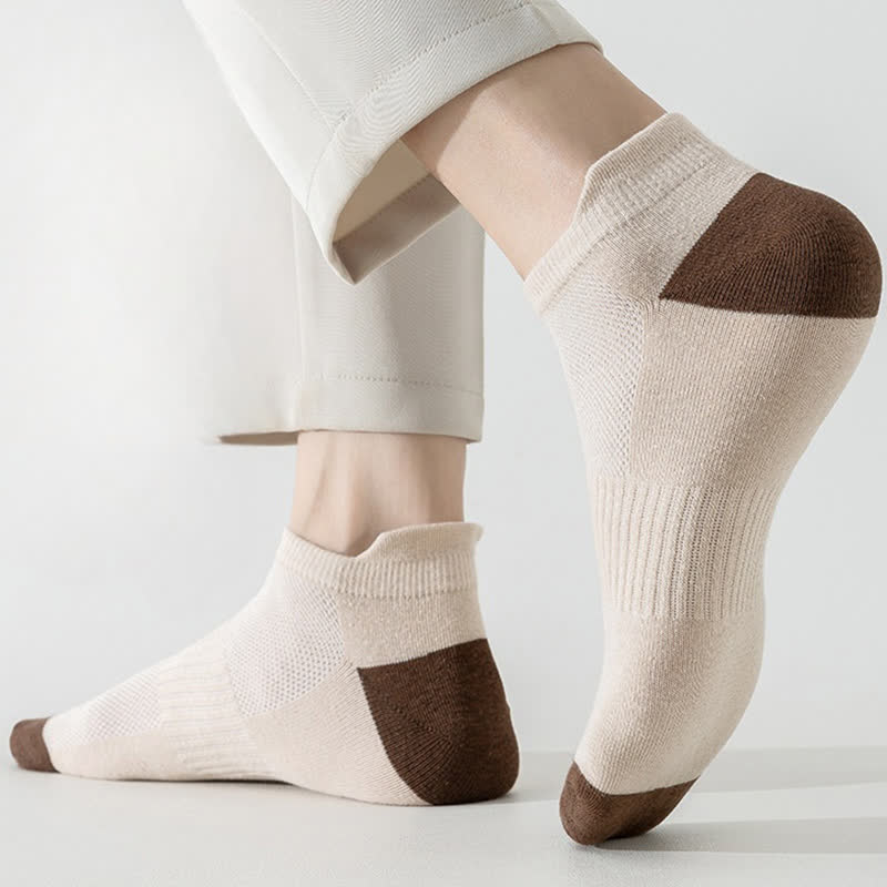 Plus Size Color Block Breathable Sport Ankle Socks(6 Pairs)